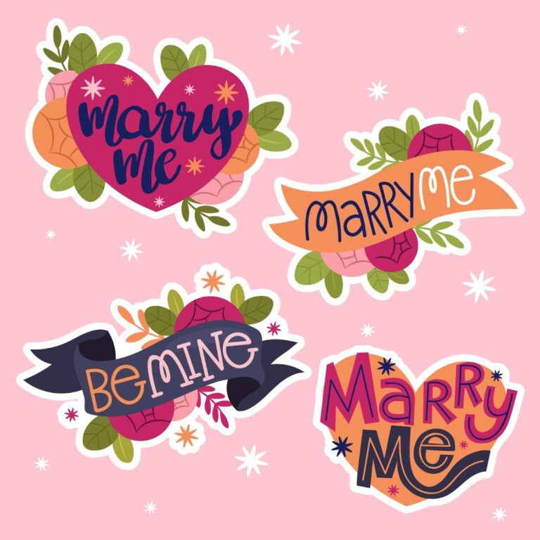 Sticker cầu hôn vector lãng mạn