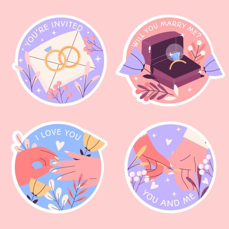 Sticker cưới hỏi vector