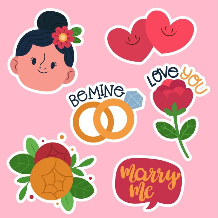 Sticker tình yêu dễ thương vector