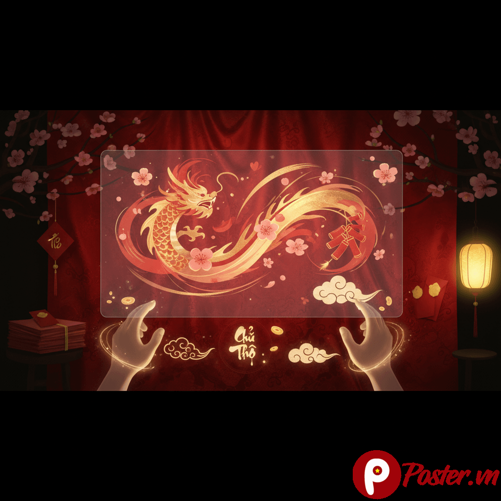 Banner thông báo nghỉ Tết 2026 với hoa mai, hoa đào và câu chúc mừng năm mới rực rỡ, thiết kế chuyên nghiệp.