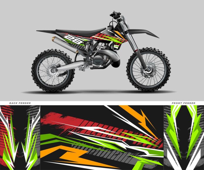 Thiết kế mẫu tem xe cào cào vector chuyên nghiệp với màu sắc neon nổi bật và số 28