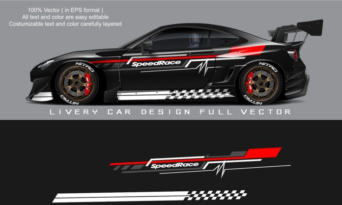 Mẫu thiết kế tem xe đua SpeedRace phong cách thể thao hiện đại định dạng vector EPS