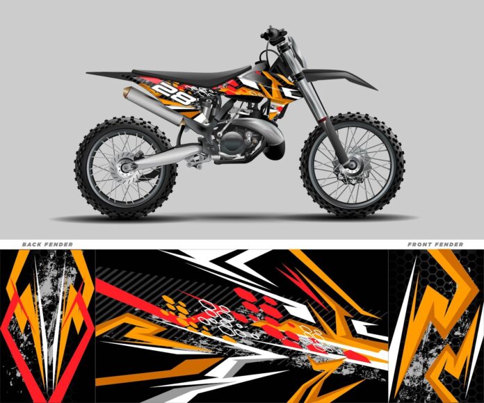 Thiết kế bộ tem xe motocross số 28 vector màu cam đen cực đẹp