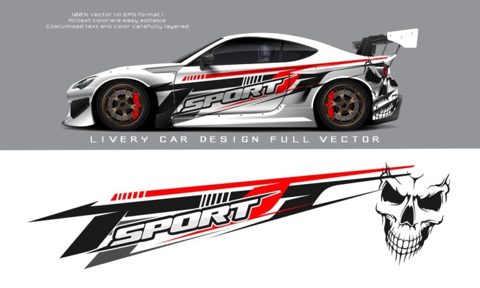 Thiết kế tem xe ô tô thể thao livery vector EPS phong cách hầm hố
