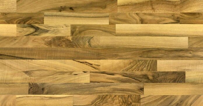 Hình ảnh texture gỗ tự nhiên với các vân gỗ độc đáo, màu nâu vàng ấm áp, ghép từ nhiều thanh gỗ tạo bề mặt sàn hoặc ốp tường mộc mạc và hiện đại.