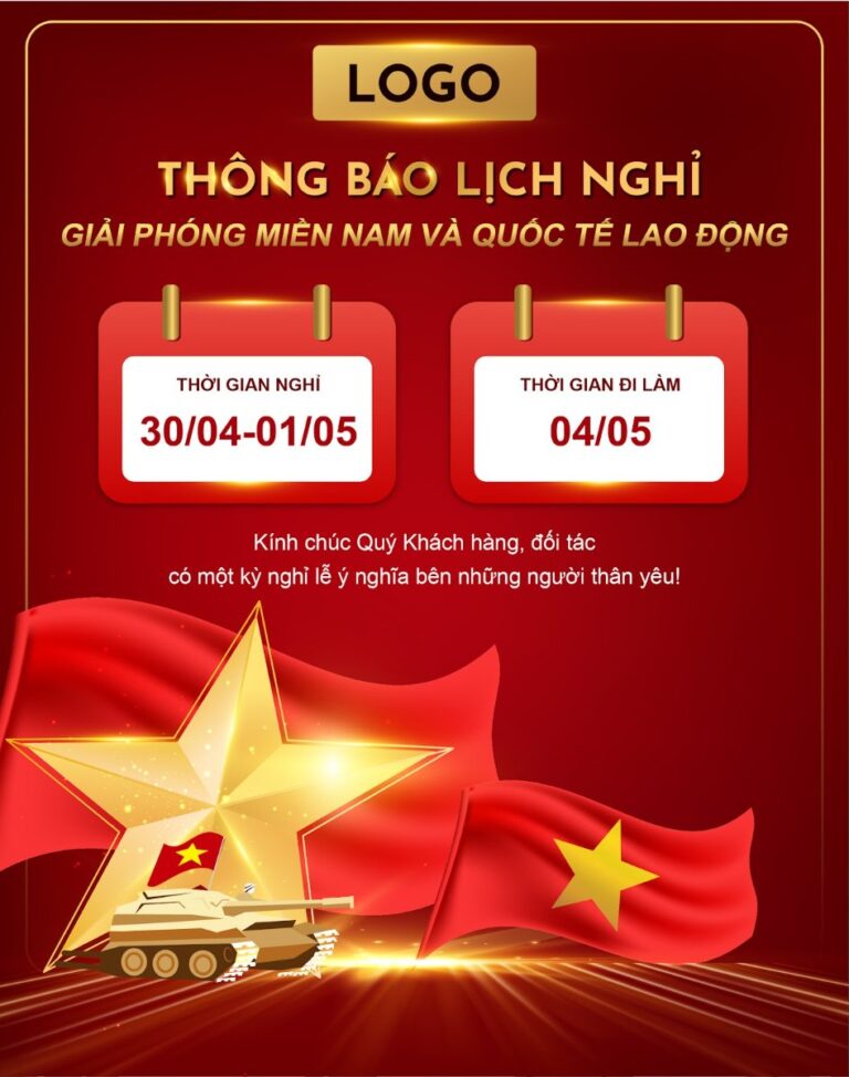Thông báo nghỉ lễ 30/4 - 1/5