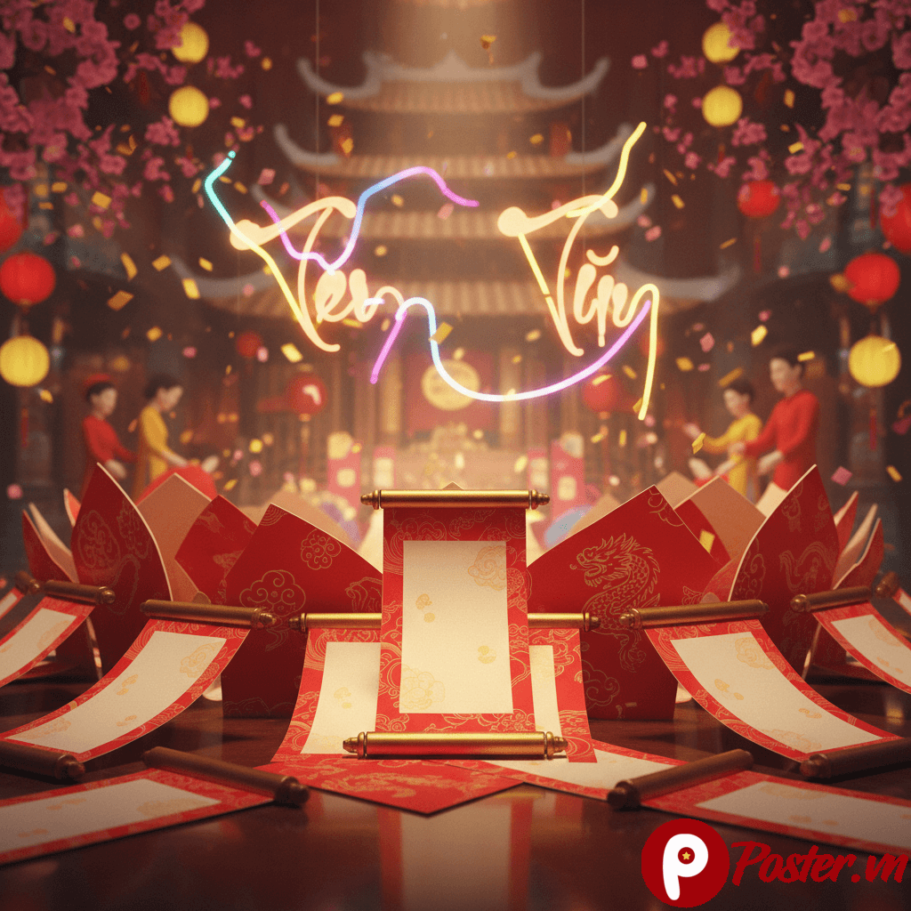 Hình ảnh minh họa các mẫu thông báo Tết Nguyên Đán và Tết Dương lịch 2026 đa dạng, chuyên nghiệp với phong cách hiện đại và truyền thống, sẵn sàng để tải về và chỉnh sửa tại Poster.vn.