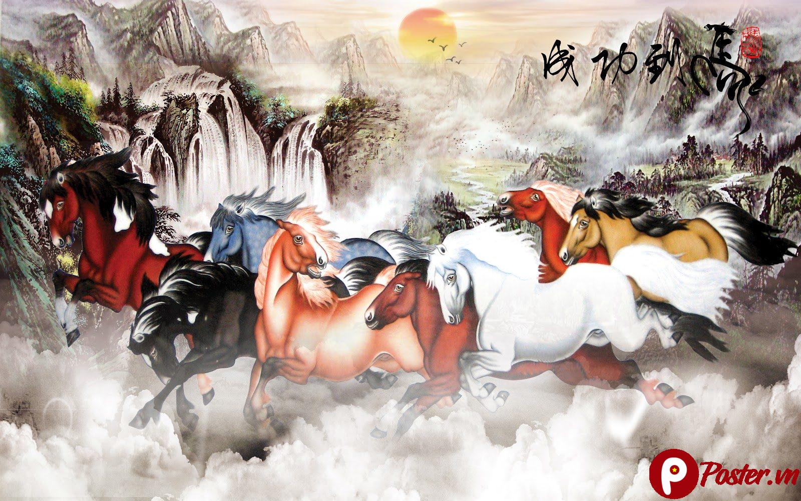 Tranh 3D Ngựa Mã Đáo Thành Công đẹp - mẫu 1