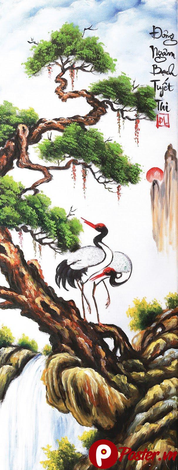 Tranh Chim Hoa Á Đông Vector Đẹp