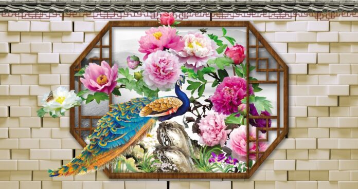 Tranh công hoa mẫu đơn vector