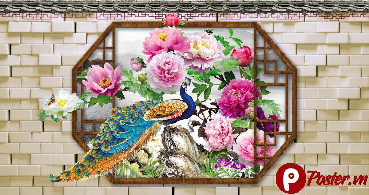 Tranh công hoa mẫu đơn vector