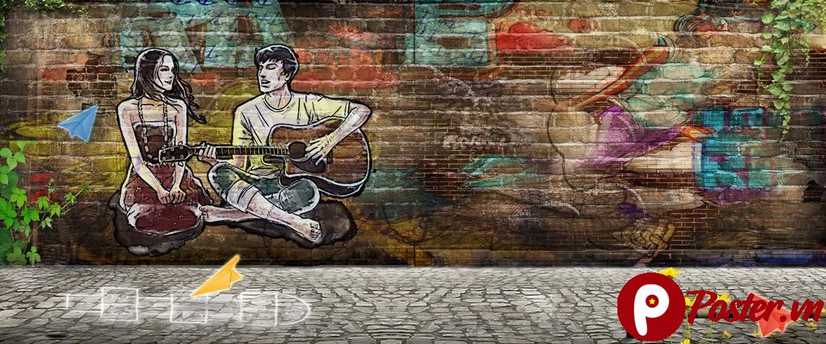 Tranh dán tường âm nhạc đường phố