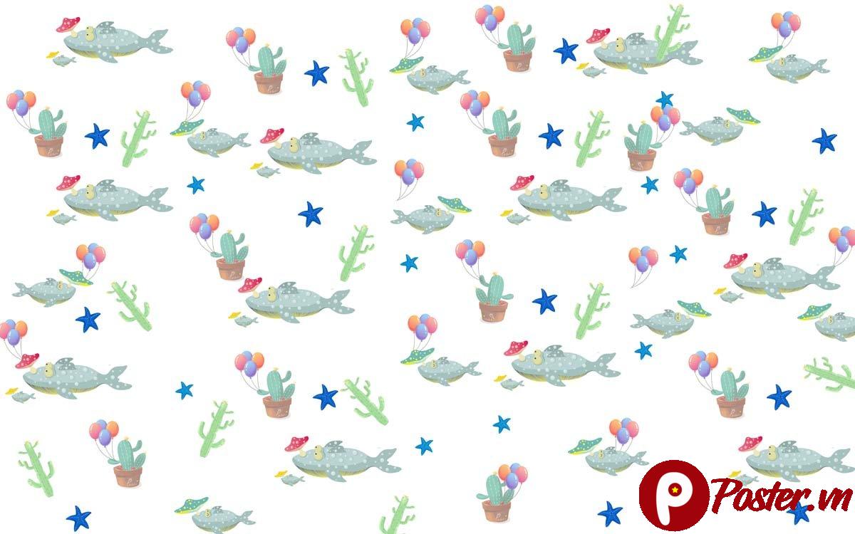 Tranh dán tường cá đáng yêu