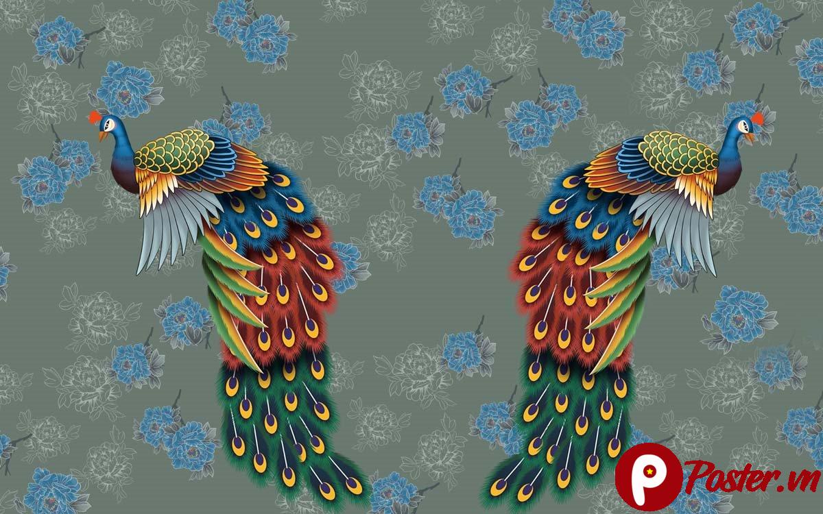 Tranh dán tường công hoa vector