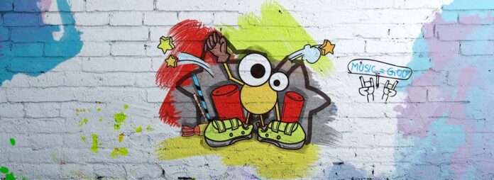 Tranh dán tường Graffiti âm nhạc