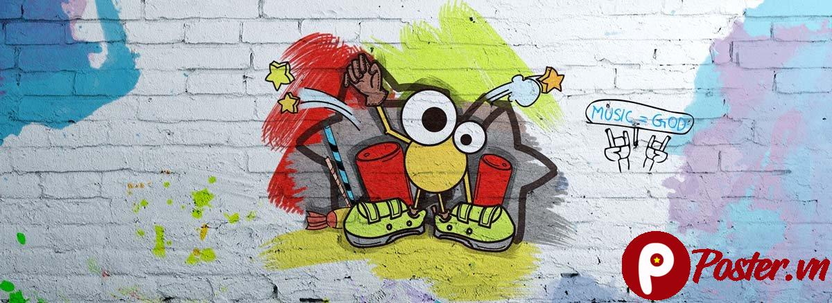 Tranh dán tường Graffiti âm nhạc