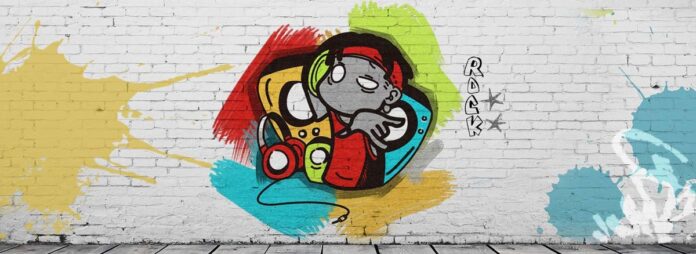 Tranh dán tường graffiti âm nhạc