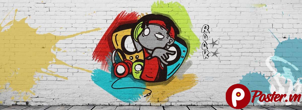 Tranh dán tường graffiti âm nhạc