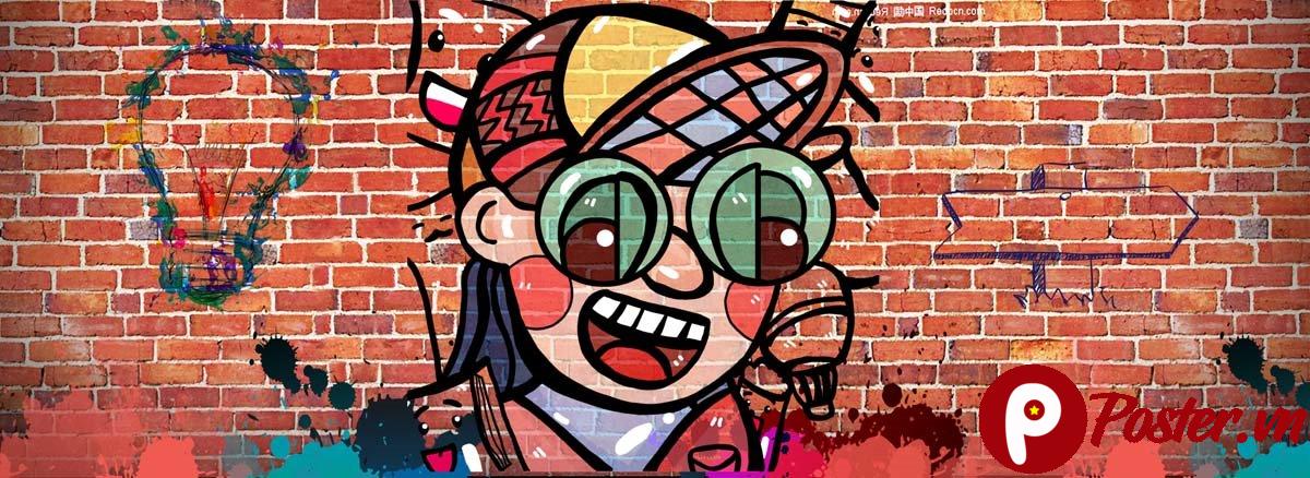 Tranh dán tường graffiti phong cách