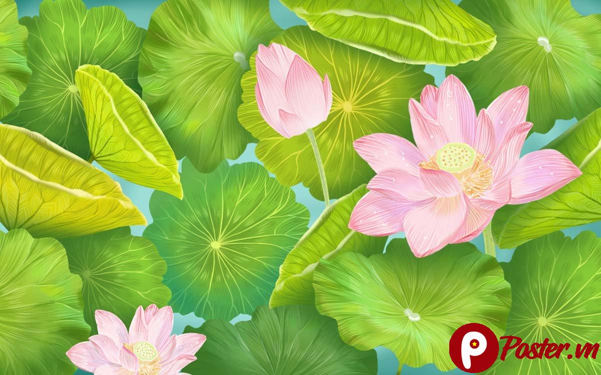 Tranh dán tường hoa sen vector