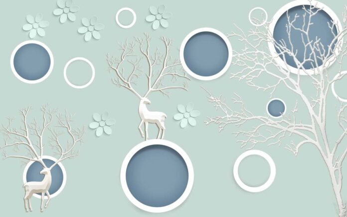 Tranh dán tường hươu trừu tượng