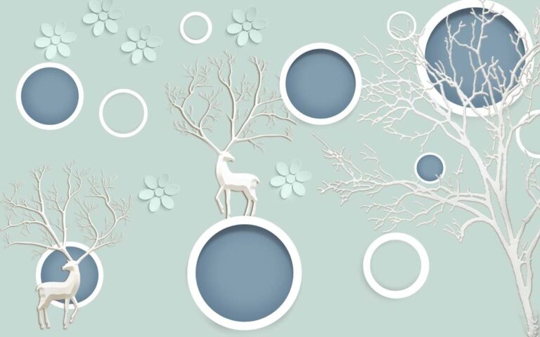 Tranh dán tường hươu trừu tượng