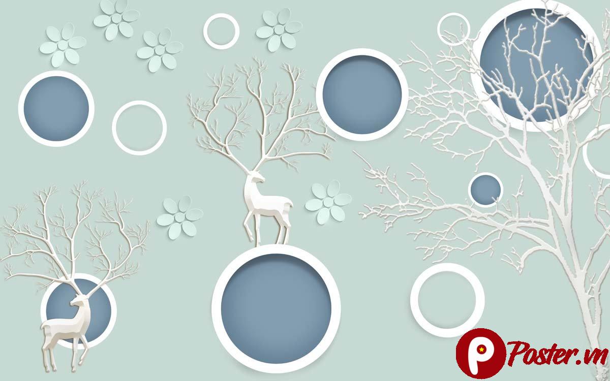 Tranh dán tường hươu trừu tượng