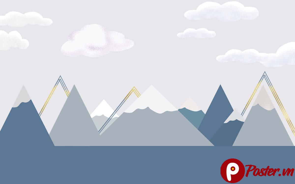 Tranh dán tường núi non hiện đại