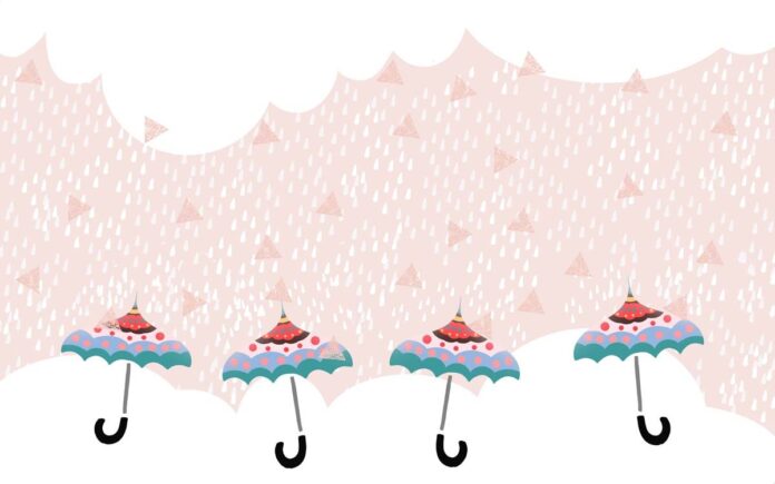 Tranh dán tường ô dù đáng yêu