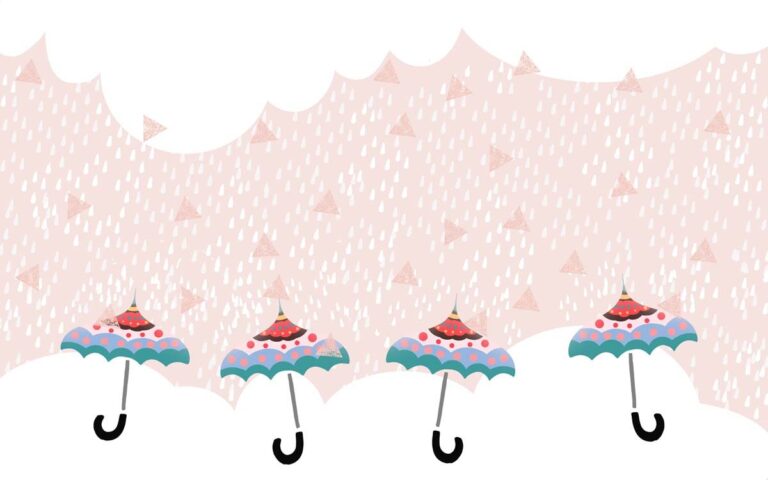 Tranh dán tường ô dù đáng yêu