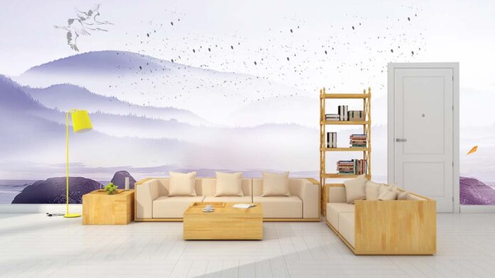 Tranh dán tường phong cảnh núi