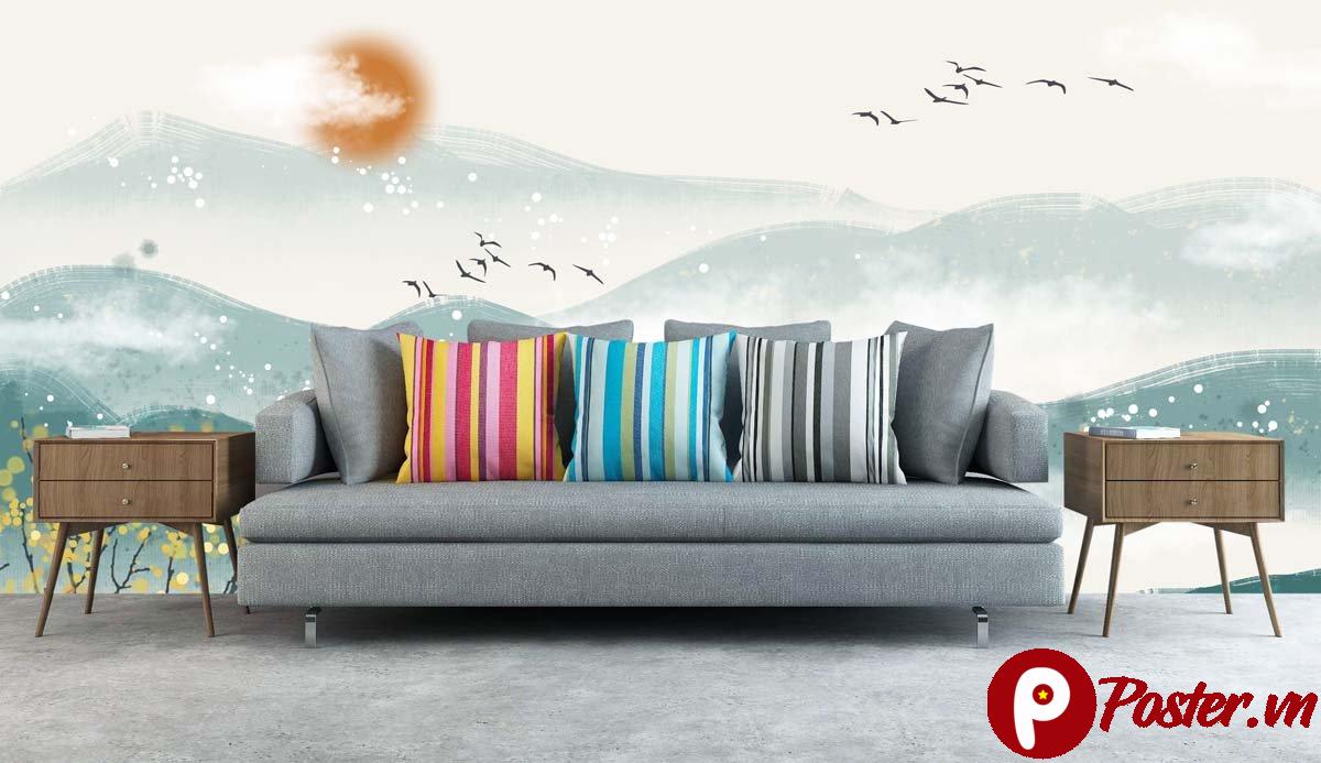 Tranh dán tường phong cảnh núi non