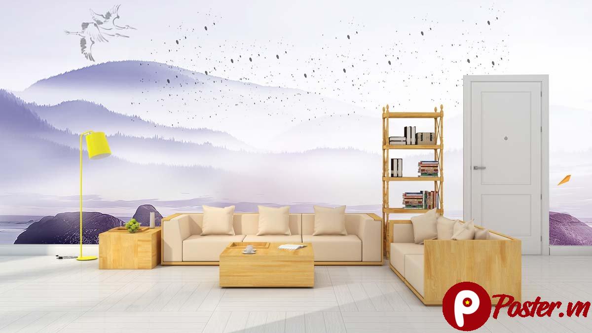 Tranh dán tường phong cảnh núi