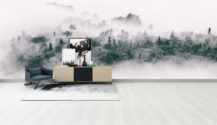 Tranh dán tường rừng sương mù