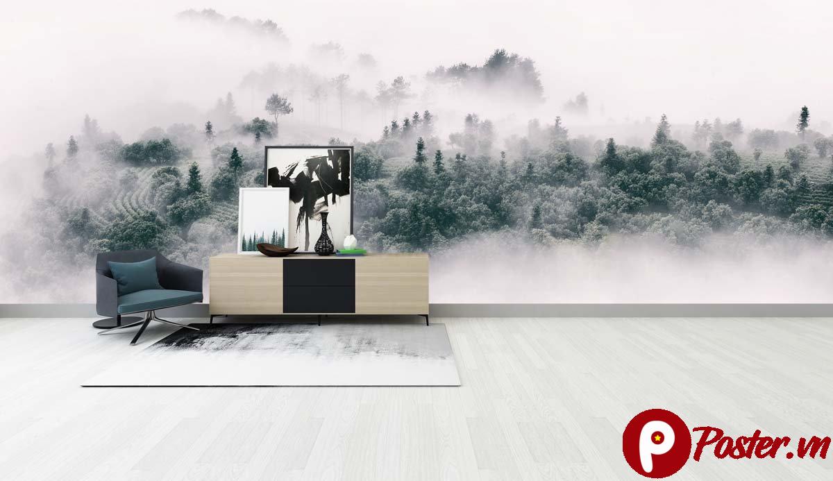Tranh dán tường rừng sương mù