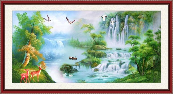 Tranh dán tường thác nước 3D