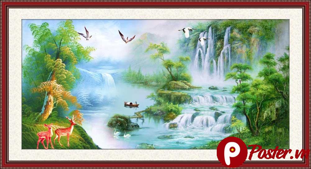 Tranh dán tường thác nước 3D