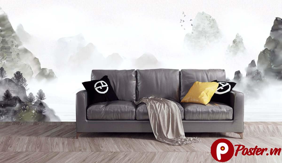 Tranh dán tường phong cảnh thủy mặc