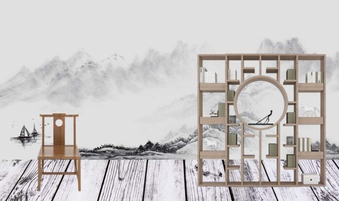 Tranh dán tường phong cảnh thủy mặc