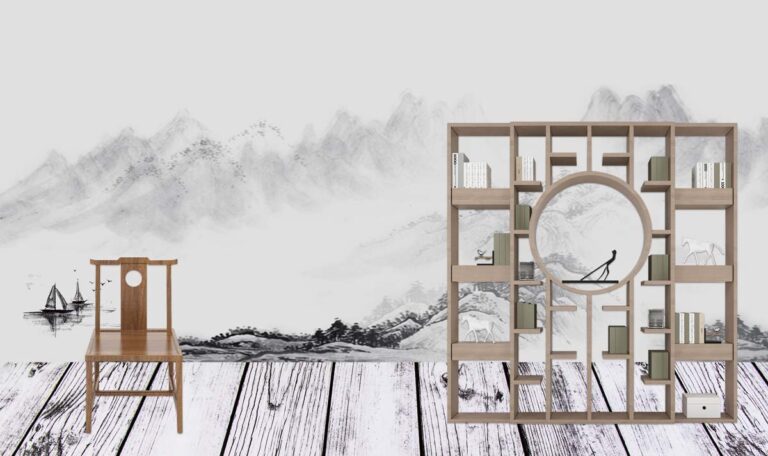 Tranh dán tường phong cảnh thủy mặc