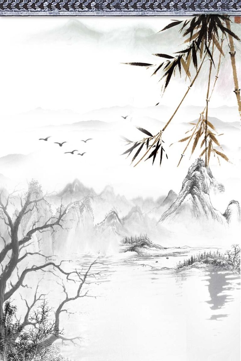 Tranh dán tường phong cảnh thủy mặc