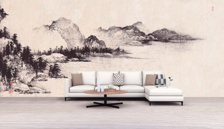 Tranh dán tường phong cảnh thủy mặc