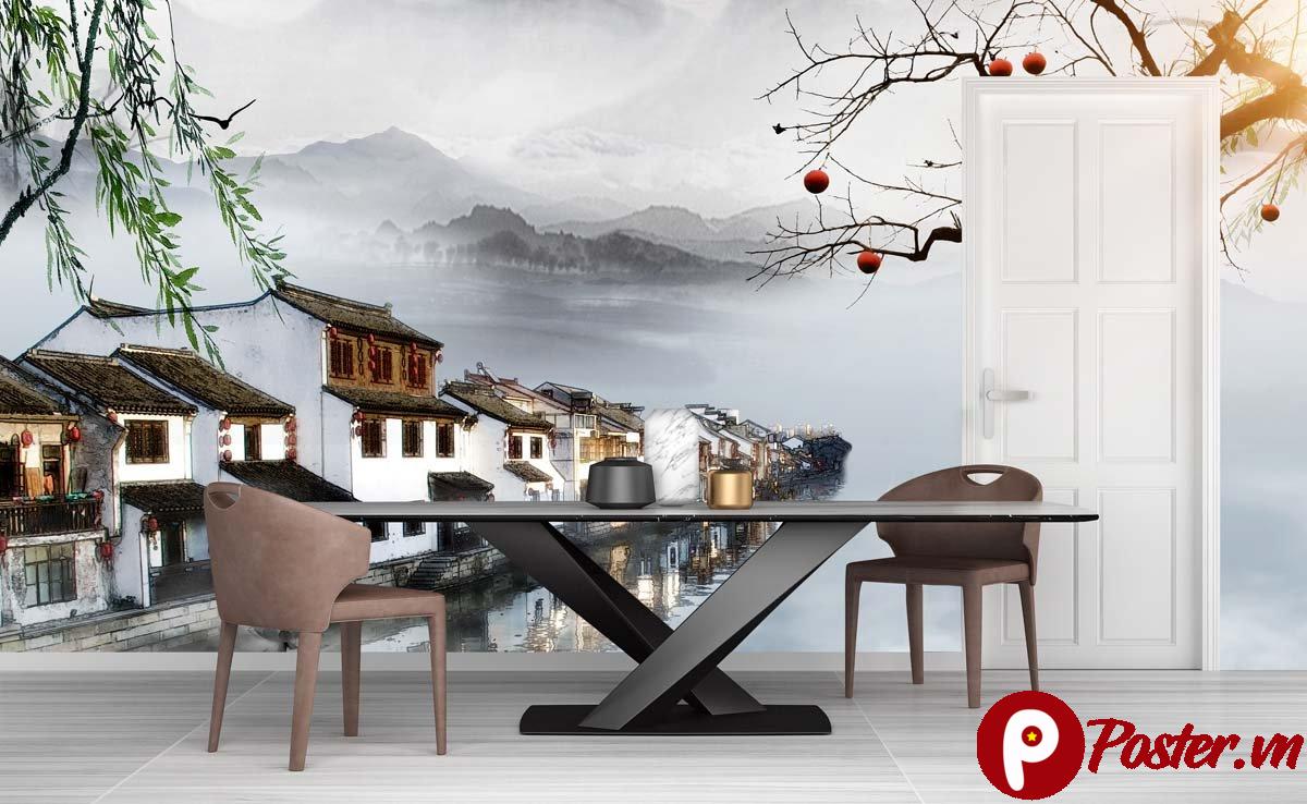 Tranh dán tường phong cảnh Trung Hoa