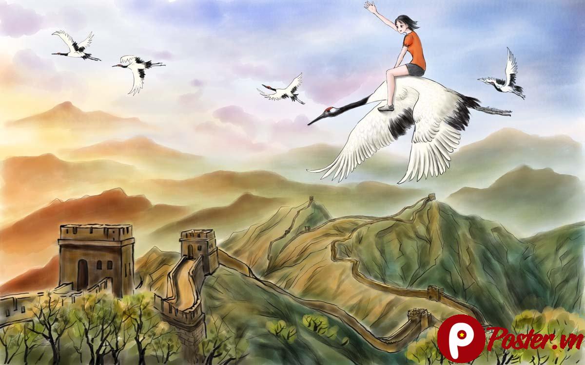 Tranh dán tường phong cảnh Trung Hoa