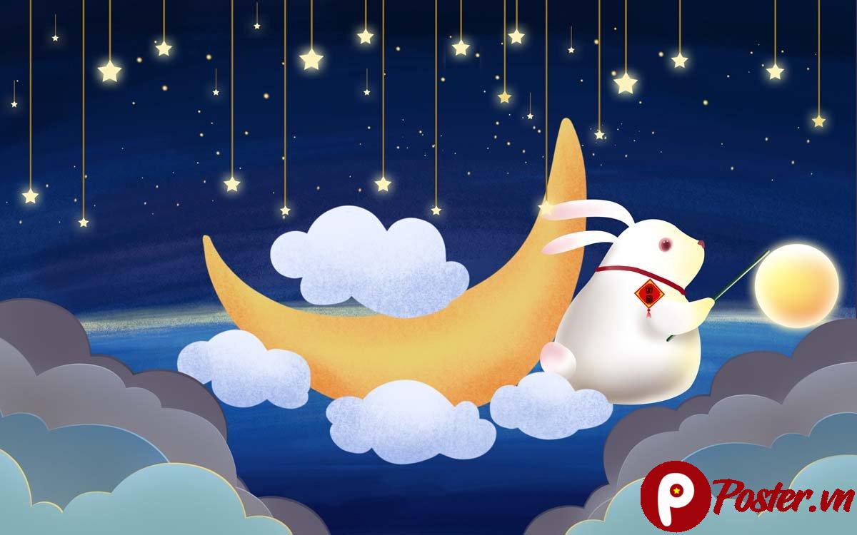 Tranh dán tường Trung Thu dễ thương