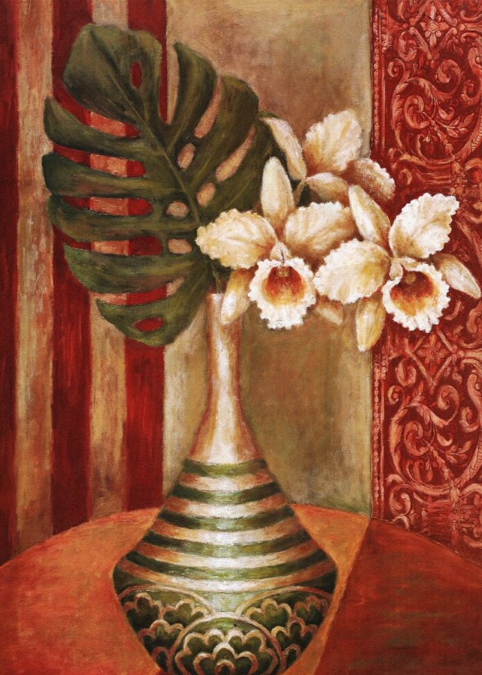 Tranh hoa lá nhiệt đới