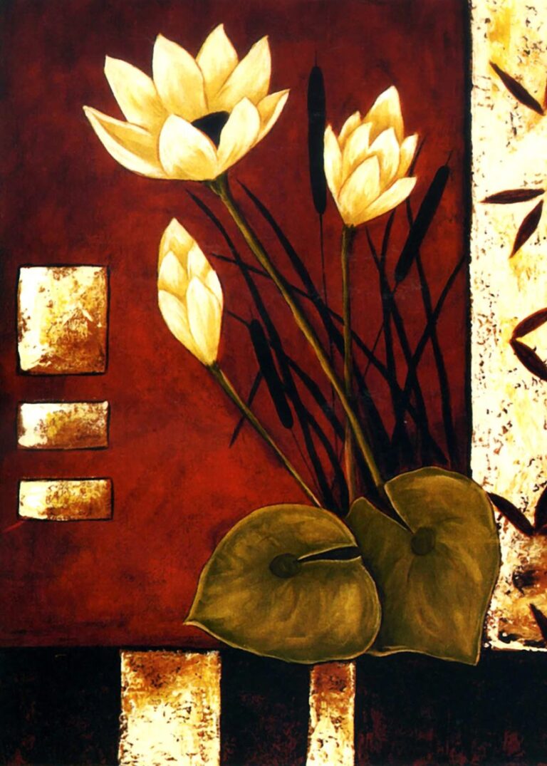 Tranh hoa sen vàng nghệ thuật