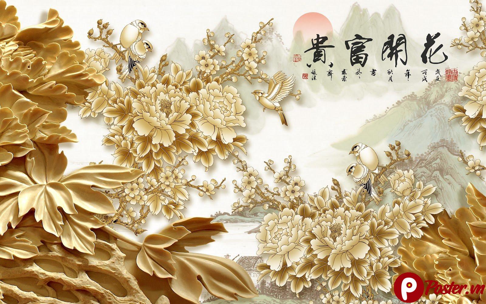 Tranh Khảm Đá 3D Cá Chép Hoa Sen Sang Trọng