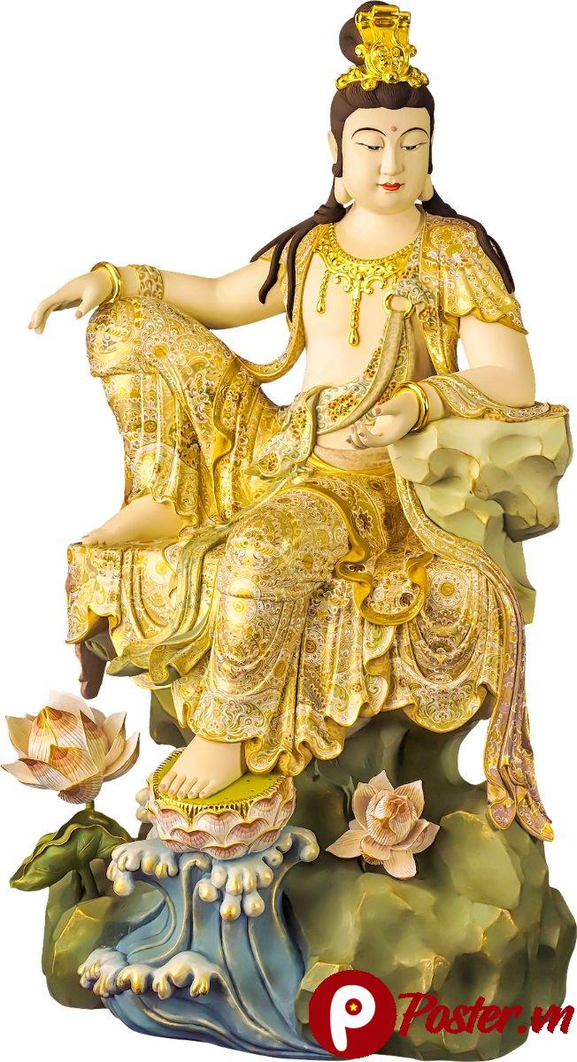 Tượng Phật Bà Quan Âm ngồi đài sen