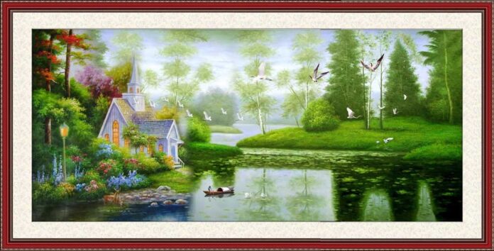 Tranh phong cảnh hồ nước đẹp